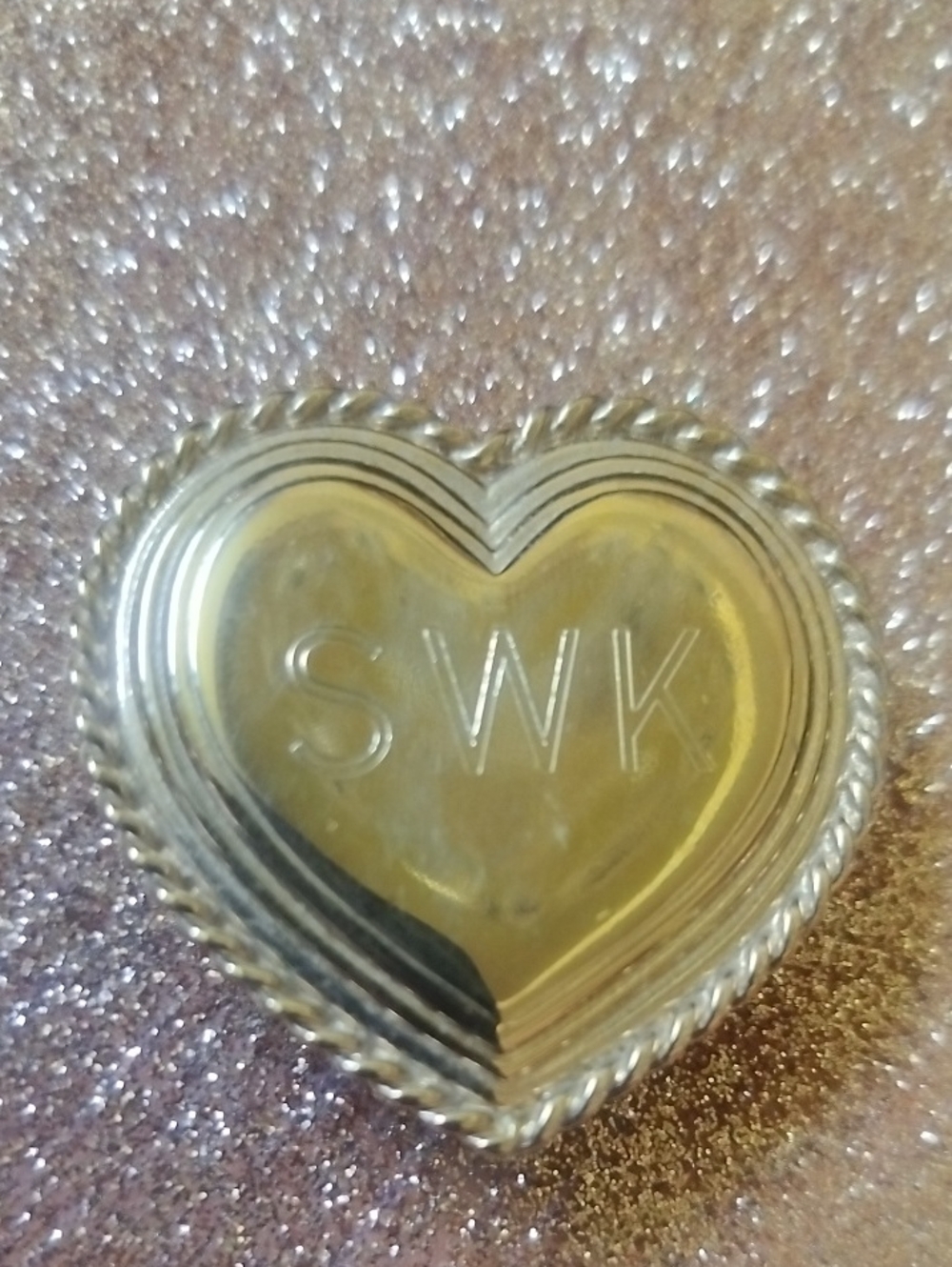 Estee Lauder Vintage Heart-Shaped Gold Tone Pendant with SWK Engraving